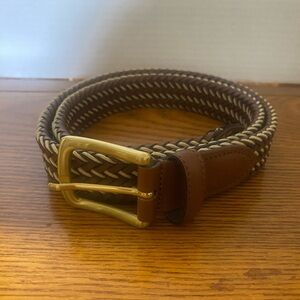 Mens leather two tone belt. Size 36. Gold hardware